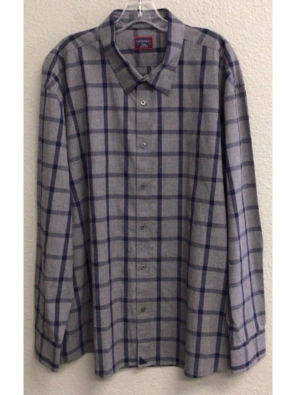 UNTUCKit Mens 3XL Shirt Long Sleeve Blue Plaid Button Front Size XXXL